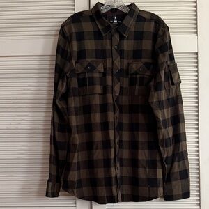 I JEANS BY BUFFALO Flannel Shirt - Black and Tan Plaid